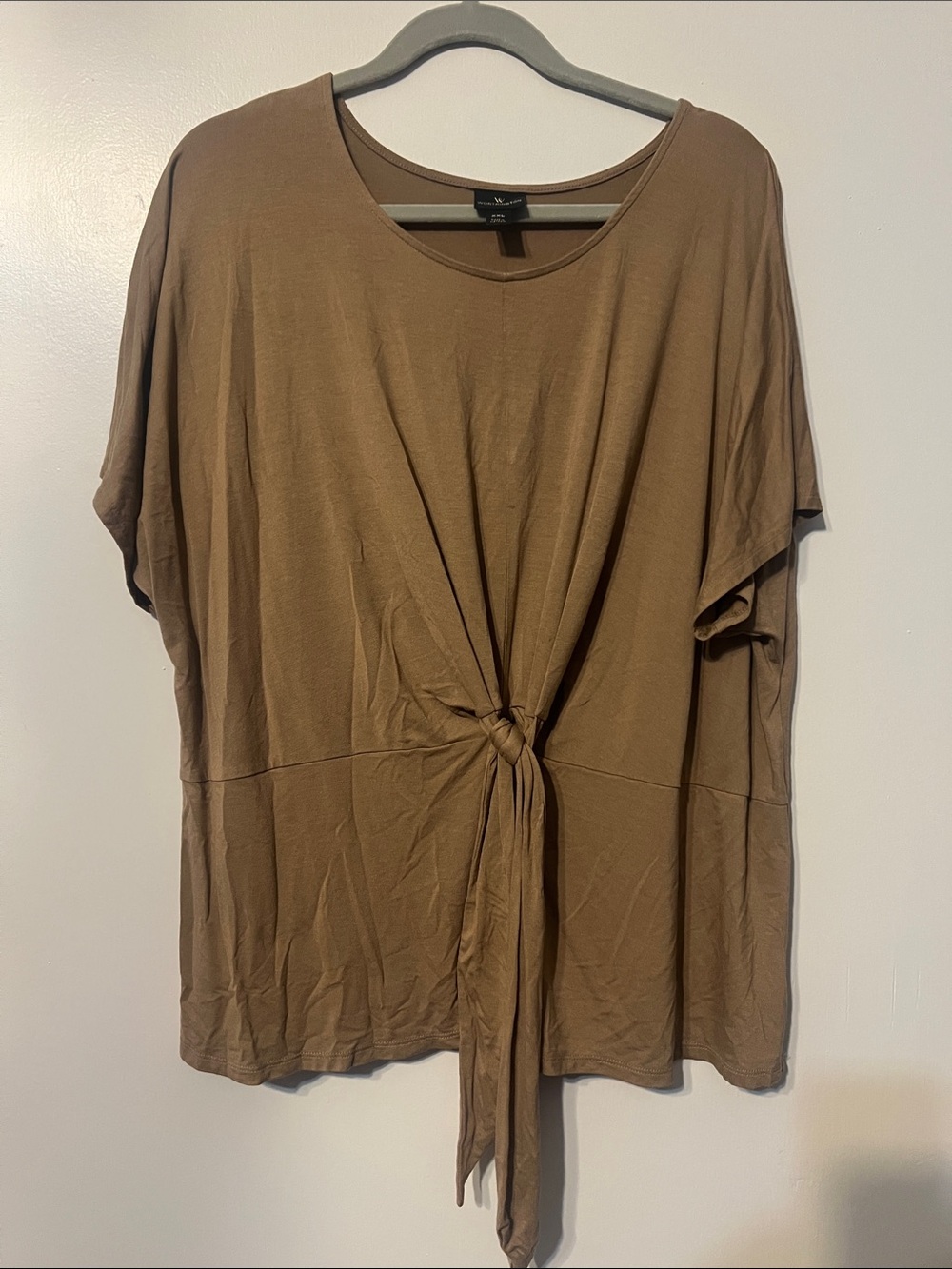 Worthington Women’s Brown Tie-Front Top - Casual Everyday Knit size XXL